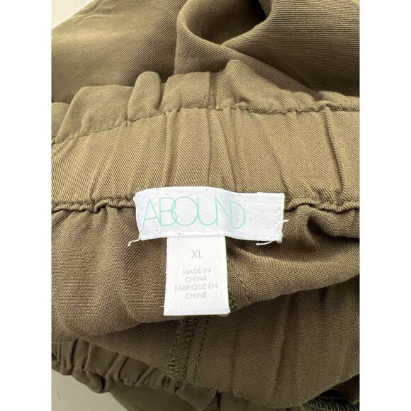 Abound Paperbag Waist Pants Size XL Olive Green High Waist Green Rayon Relaxed - Picture 6 of 10